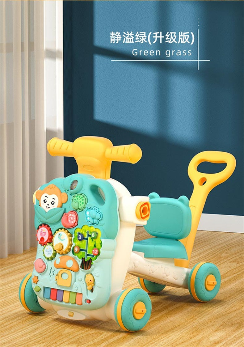 Baby walker hand push scooter anti-tip multifunctional early education three-in-one walker toy car