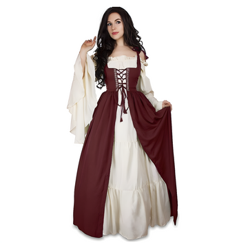 2024 Halloween Square Neck Tied Waist, Medieval Renaissance Vintage Dress