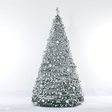 Retractable Flocked Snow Pagoda Christmas Tree