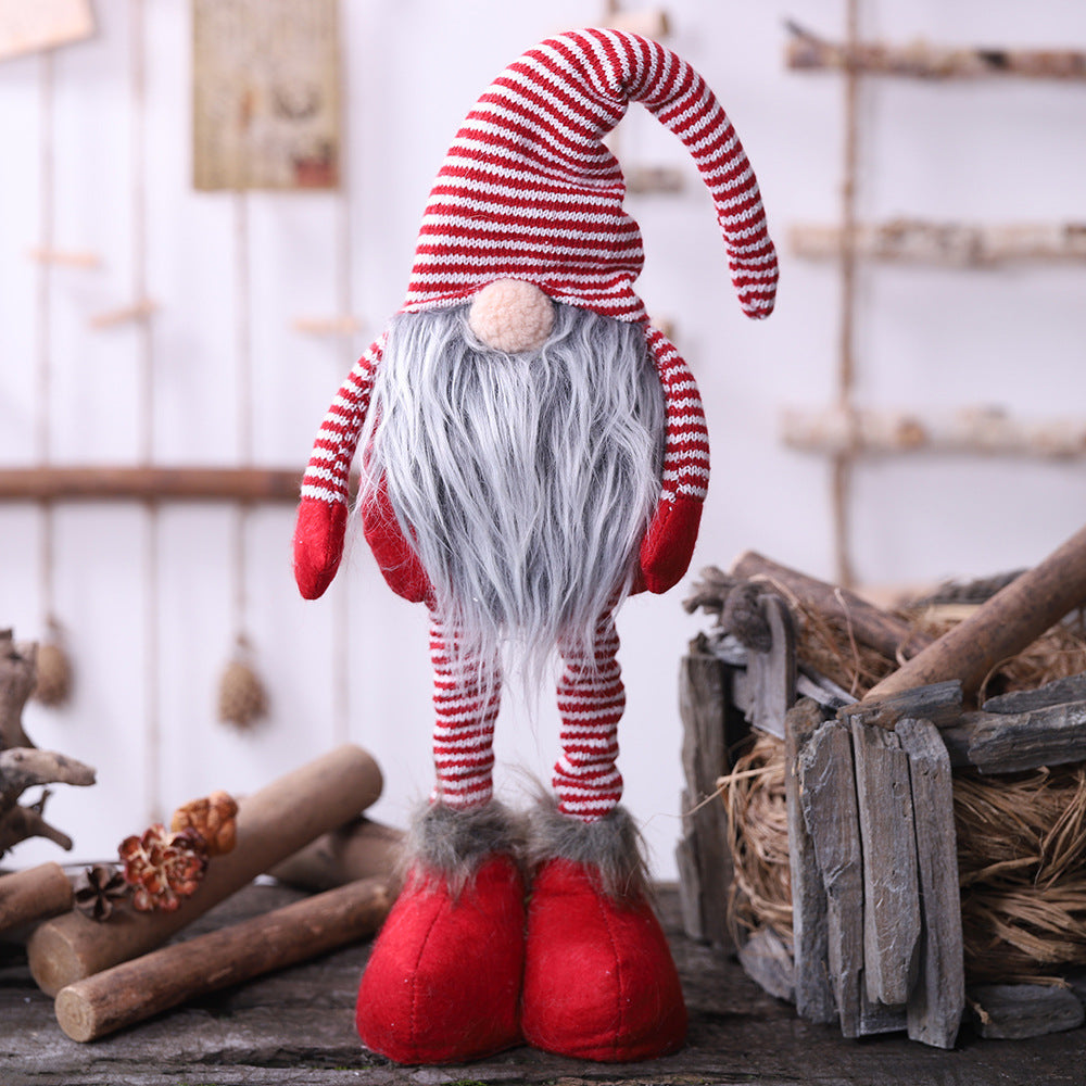 Haube Christmas decorations new striped faceless doll standing pose doll Scandinavian Santa Claus telescopic dolls