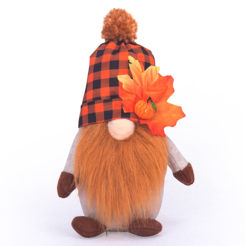 2024 Crossing the border new Halloween pumpkin harvest festival maple leaf faceless doll gnome Thanksgiving fall color doll ornament